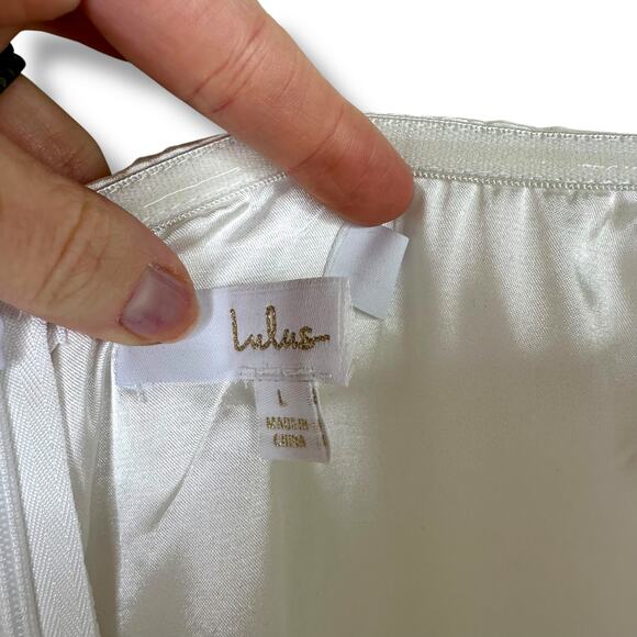 Lulus True Excellence White Bustier Sweetheart Off-The-Shoulder Gown Dress Large - Picture 8 of 10